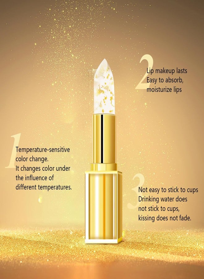 Iiglitch Transferproof Color Changing Lipstick, Gold Foil Moisturizing Glossy Shine Lip Gloss, Gold Crystal Color Changing Lipstick, Warm Change Color Change Lip Stick for Women Deep Nourishment (2Pcs) - Image 5